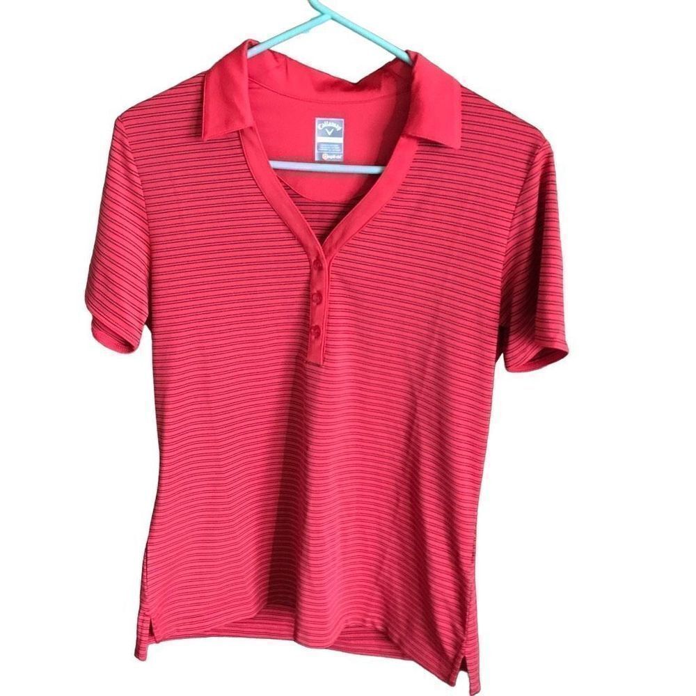 Callaway women’s Golf red striped short sleeve shirt opti dri
